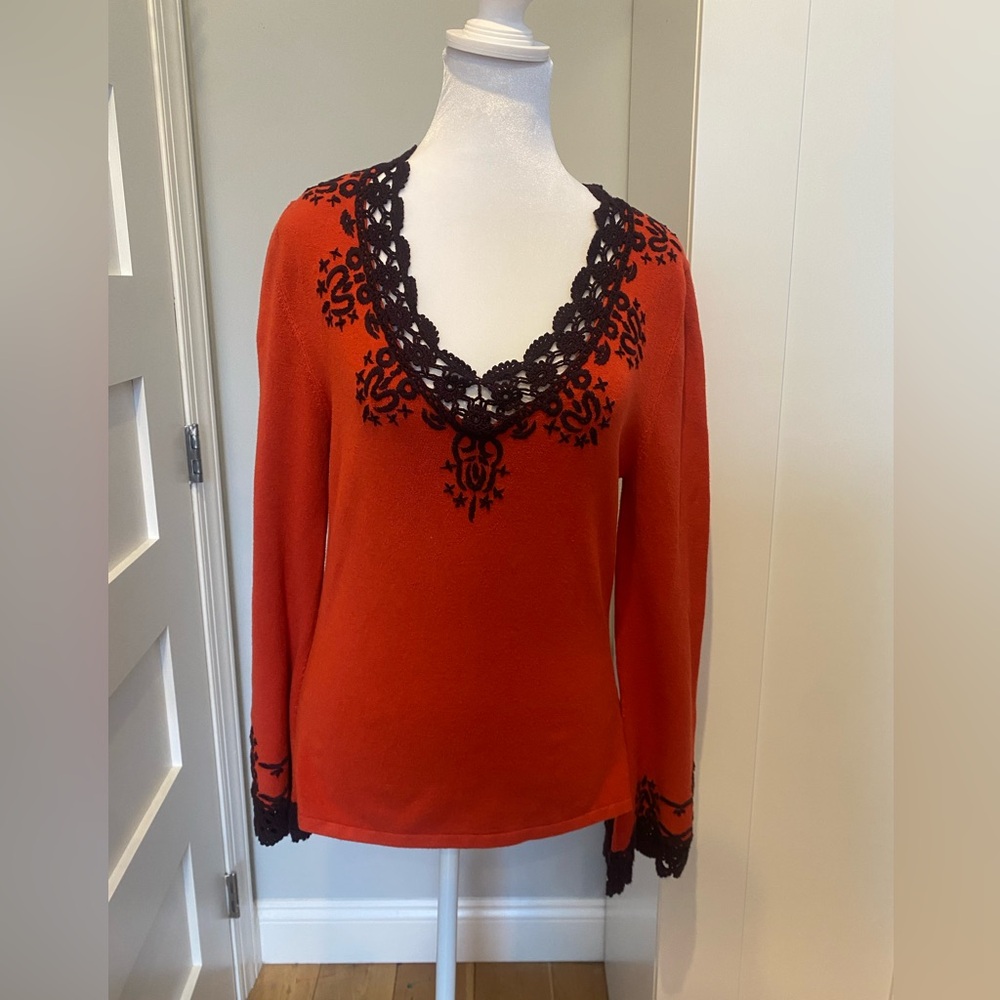 BCBGMAXAZRIA super rare Y2K vintage embroidered long sleeve blouse - Picture 2 of 10